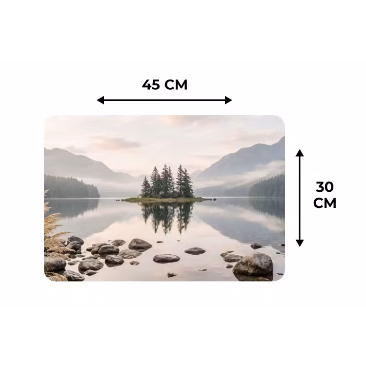 Meer - Bergen - Landschap - Groen Placemat vinyl groot -specs