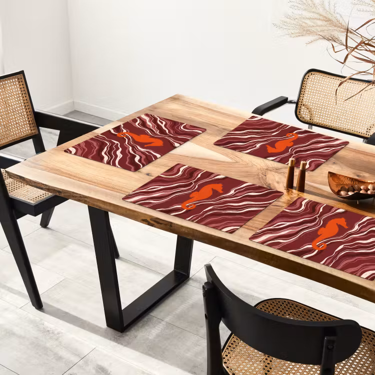 Zeepaardje - Golven - Zeeleven - Abstract - Oranje Placemat vinyl groot -zzsfeer4_Kitchenyeah-website