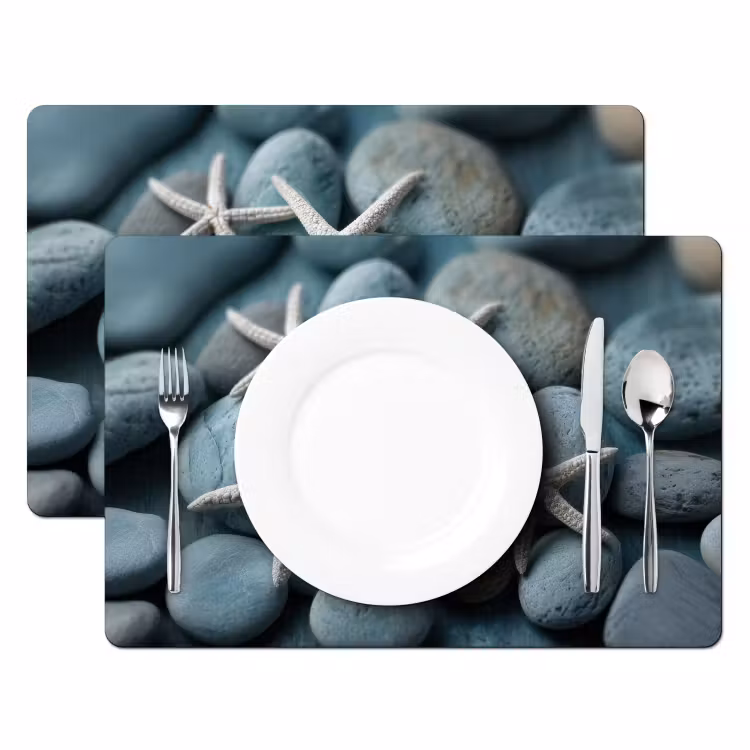 Zeesterren - Stenen - Wit Placemat vinyl groot -zzsfeer2_Kitchenyeah-website