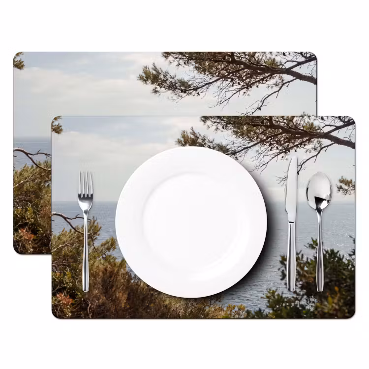 Tischset - 6 Stück - Segelboot – Bäume – Wasser - Zeilboot - bomen - water Placemat vinyl groot