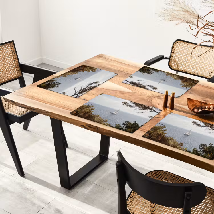 Tischset - 6 Stück - Segelboot – Bäume – Wasser - Zeilboot - bomen - water Placemat vinyl groot