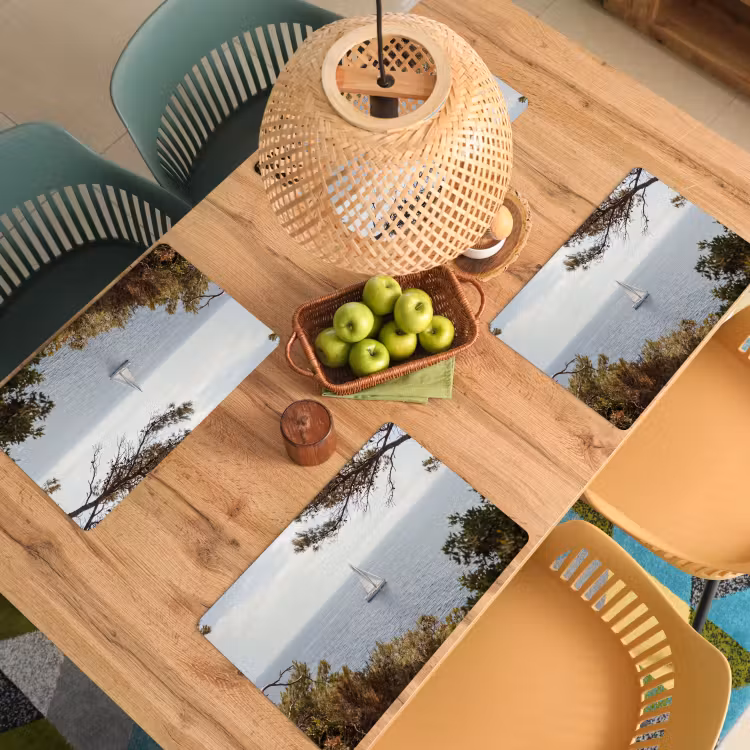 Tischset - 6 Stück - Segelboot – Bäume – Wasser - Zeilboot - bomen - water Placemat vinyl groot