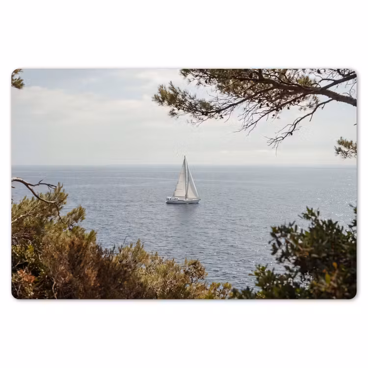 Tischset - 6 Stück - Segelboot – Bäume – Wasser - Zeilboot - bomen - water Placemat vinyl groot