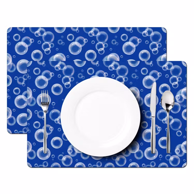 Bubbels - Patroon - Blauw Placemat vinyl groot -zzsfeer2_Kitchenyeah-website