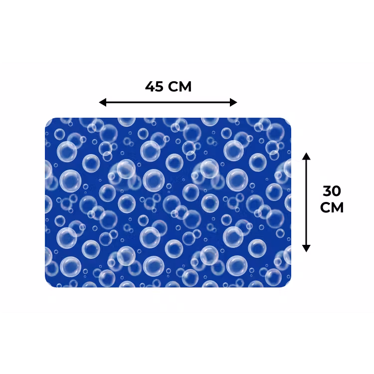 Bubbels - Patroon - Blauw Placemat vinyl groot -specs