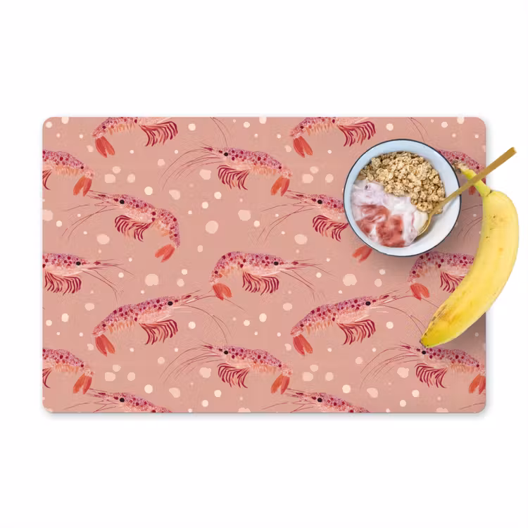 Garnalen - Stippen - Roze Placemat vinyl groot 368 -zzzproduct_Kitchenyeah-website