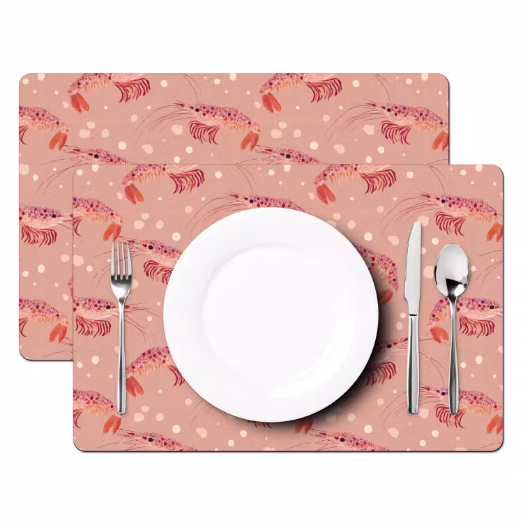 Garnalen - Stippen - Roze Placemat vinyl groot 368 -zzsfeer2_Kitchenyeah-website
