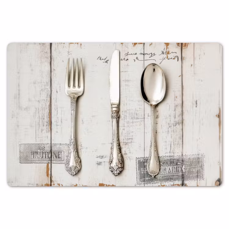 Zilver - Bestek - Hout Placemat vinyl groot -zzsfeer1_Kitchenyeah-website