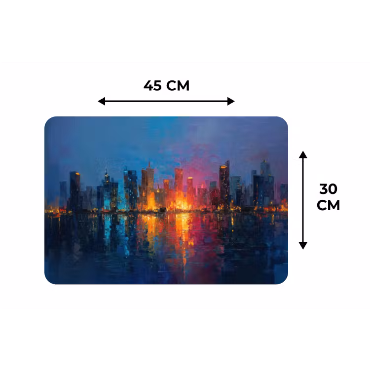 Skyline - Penseelstreken - Donkerblauw - Lichtgevend Placemat vinyl groot -specs
