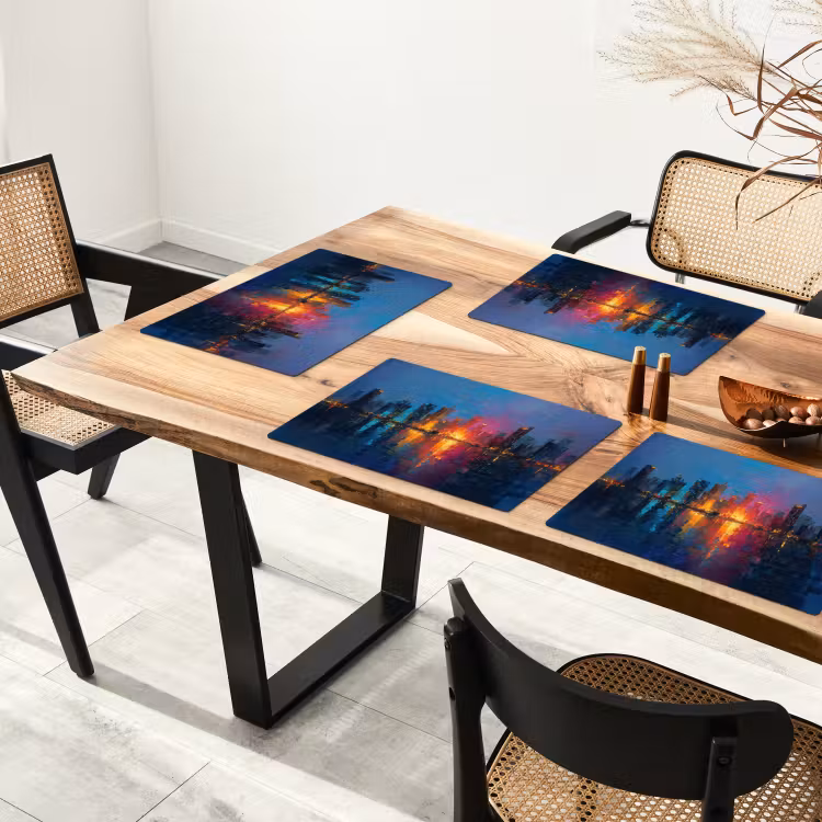 Skyline - Penseelstreken - Donkerblauw - Lichtgevend Placemat vinyl groot -zzsfeer4_Kitchenyeah-website