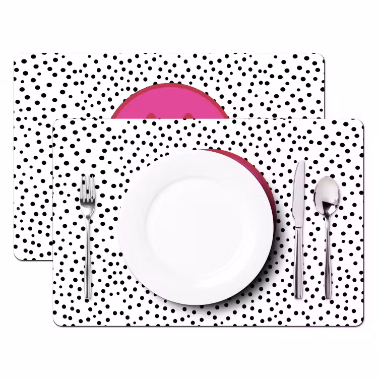 Smiley - Roze - Stippen Placemat vinyl groot -zzsfeer2_Kitchenyeah-website