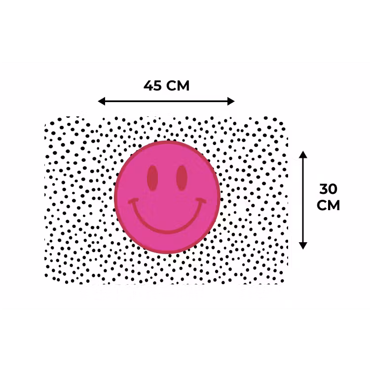 Smiley - Roze - Stippen Placemat vinyl groot -specs