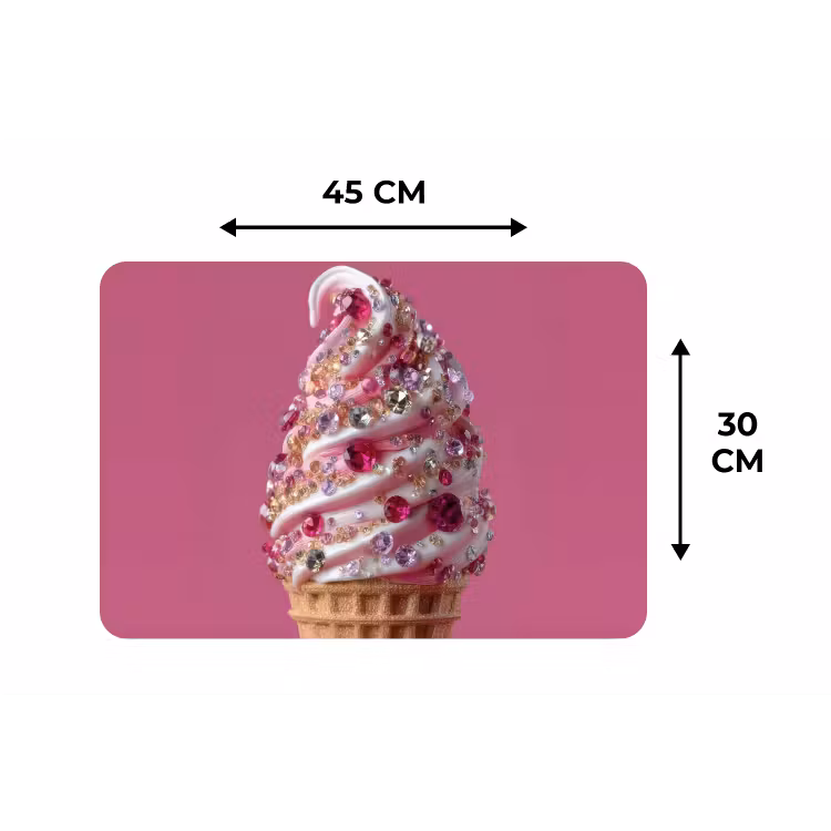 Softijs - Edelstenen - Roze - Hoorntje Placemat vinyl groot -specs