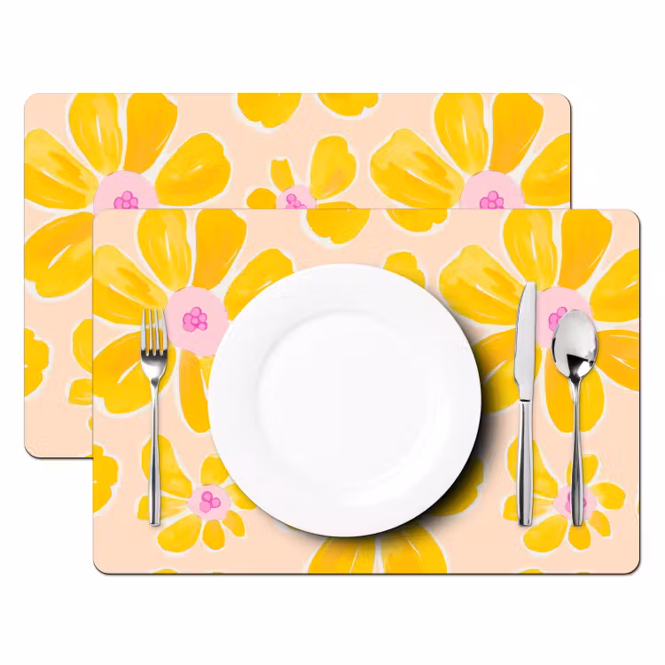 Zomers - Bloemen - Geel Placemat vinyl groot 368 -zzsfeer2_Kitchenyeah-website