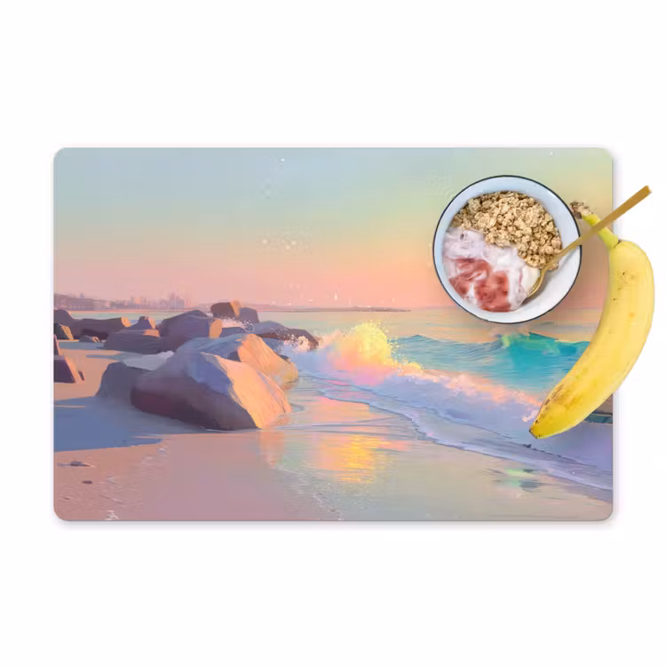 Zomerlicht - Strand - Fonkelende accenten Placemat vinyl groot -zzzproduct_Kitchenyeah-website
