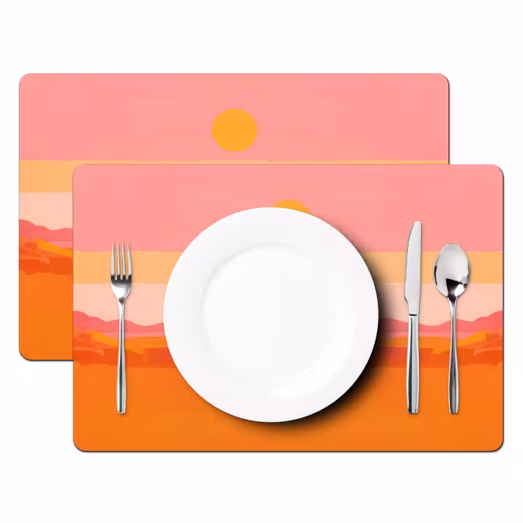 Zon - Abstract - Landschap - Oranje Placemat vinyl groot -zzsfeer2_Kitchenyeah-website