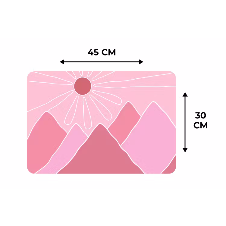 Zon - Bergen - Natuur - Abstract - Roze Placemat vinyl groot -specs