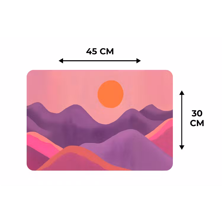 Zon - Heuvels - Paars - Abstract Placemat vinyl groot -specs