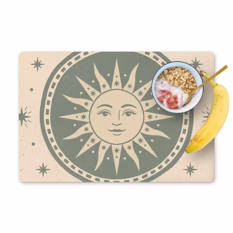 Zon - Sterren - Astrologie - Vintage - Groen Placemat vinyl groot -zzzproduct_Kitchenyeah-website