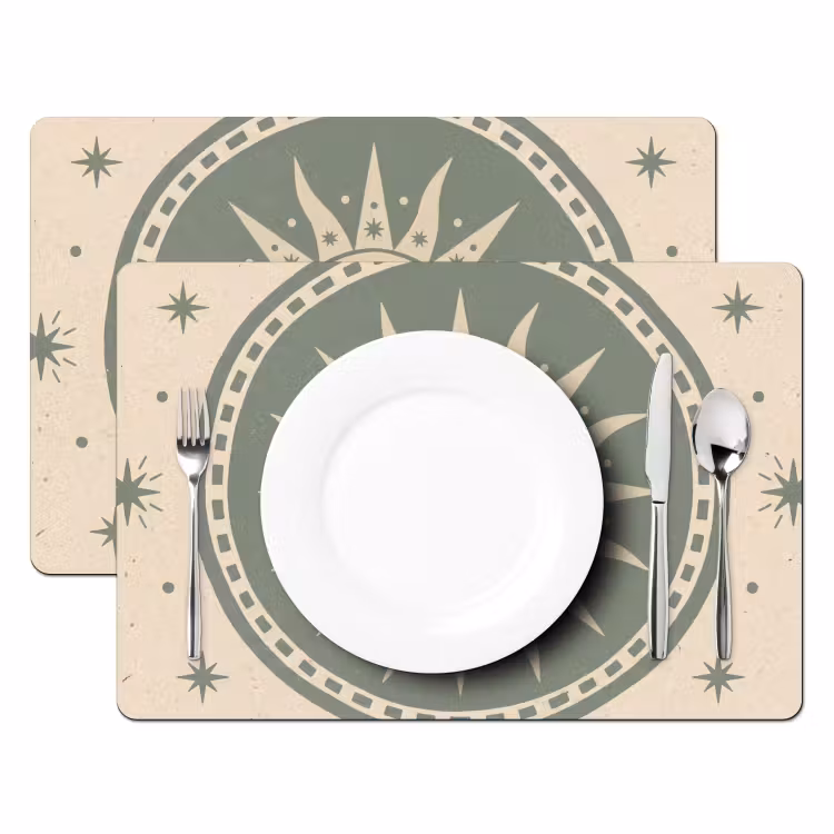 Zon - Sterren - Astrologie - Vintage - Groen Placemat vinyl groot -zzsfeer2_Kitchenyeah-website