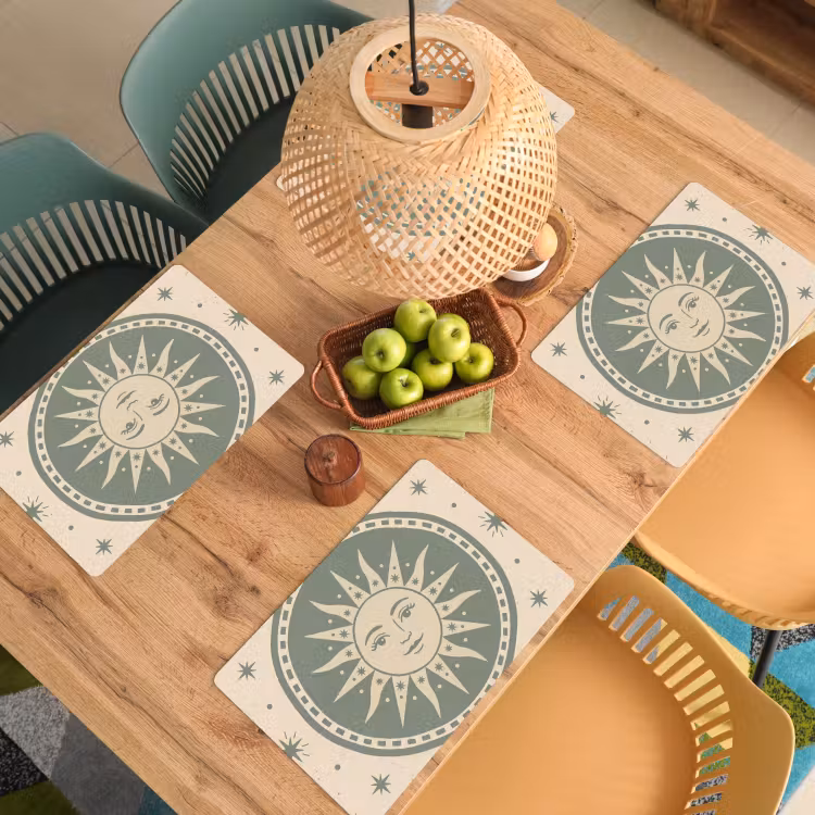 Zon - Sterren - Astrologie - Vintage - Groen Placemat vinyl groot -zzsfeer5_Kitchenyeah-website