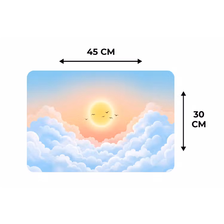 Zon - Vogels - Lucht - Natuur - Geel Placemat vinyl groot -specs