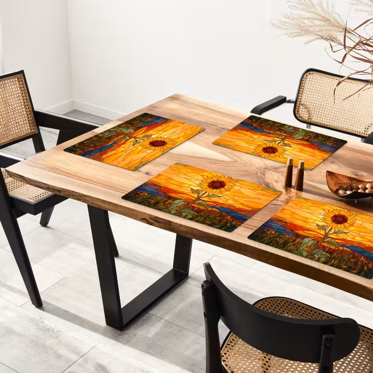 Zonnebloem - Mozaïek - Zonsondergang - Geel Placemat vinyl groot -zzsfeer4_Kitchenyeah-website