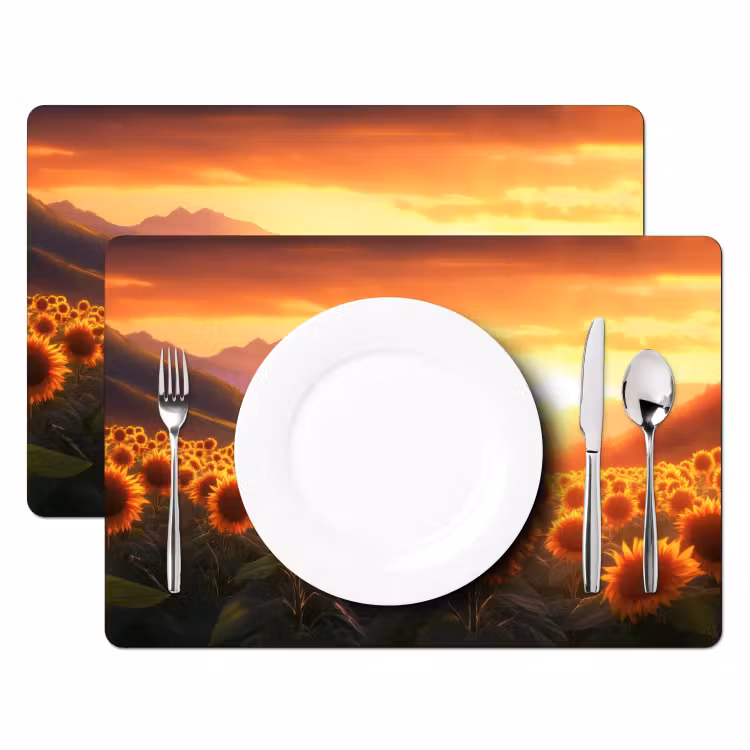 Zonnebloemen - Zonsondergang - Landschap Placemat vinyl groot -zzsfeer2_Kitchenyeah-website
