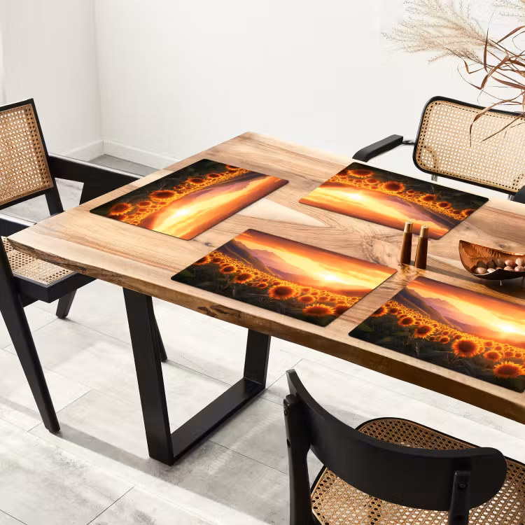Zonnebloemen - Zonsondergang - Landschap Placemat vinyl groot -zzsfeer4_Kitchenyeah-website