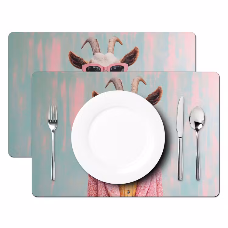 Zonnebril - Roze - Geit - Horen Placemat vinyl groot -zzsfeer2_Kitchenyeah-website