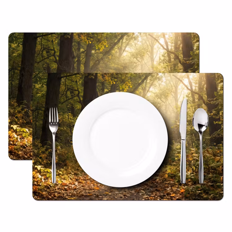 Zonlicht - Bospad - Bomen Placemat vinyl groot -zzsfeer2_Kitchenyeah-website