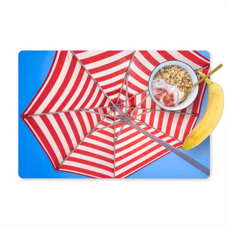 Parasol - Strepen - Zomer - Rood - Blauw Placemat vinyl groot -zzzproduct_Kitchenyeah-website