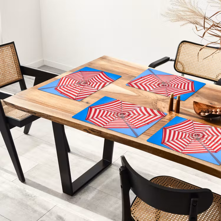 Parasol - Strepen - Zomer - Rood - Blauw Placemat vinyl groot -zzsfeer4_Kitchenyeah-website