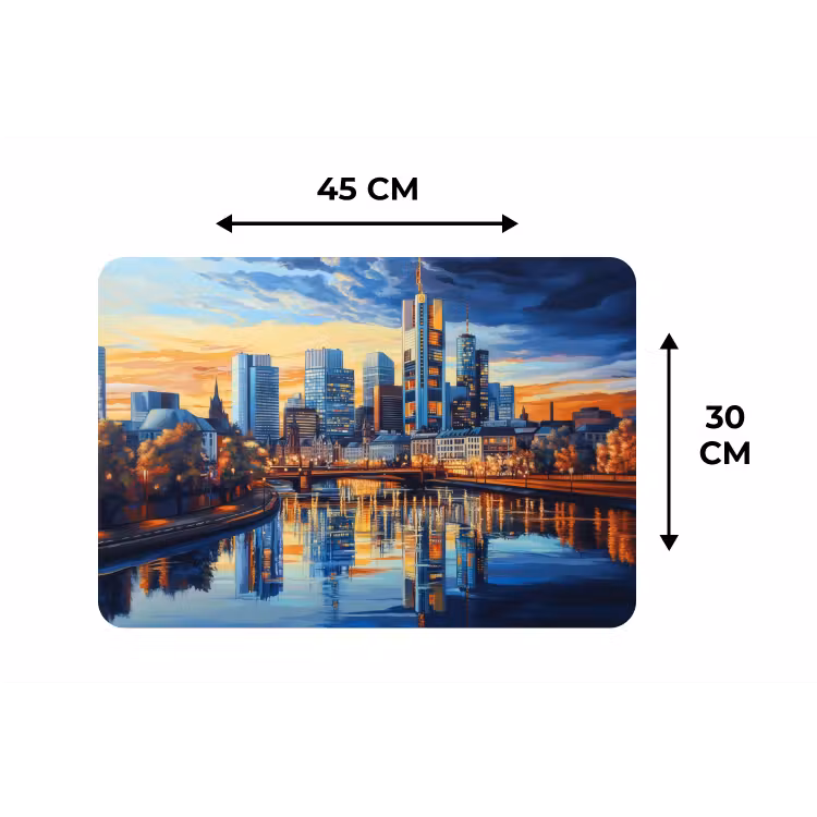 Zonsondergang Frankfurt - Stad - Skyline - Water Placemat vinyl groot -specs