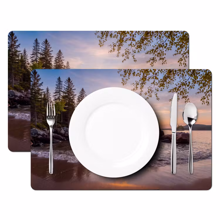 Zonsondergang - Kust - Water - Natuur - Oranje Placemat vinyl groot -zzsfeer2_Kitchenyeah-website