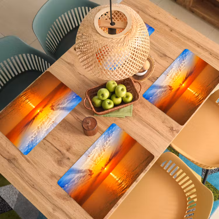 Zonsondergang - Zee - Lucht - Oranje - Horizon - Water Placemat vinyl groot -zzsfeer5_Kitchenyeah-website