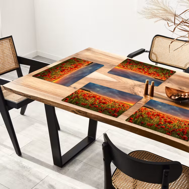 Zonsondergang - Klaprozen - Rood - Bloemen - Veld - Natuur Placemat vinyl groot -zzsfeer4_Kitchenyeah-website