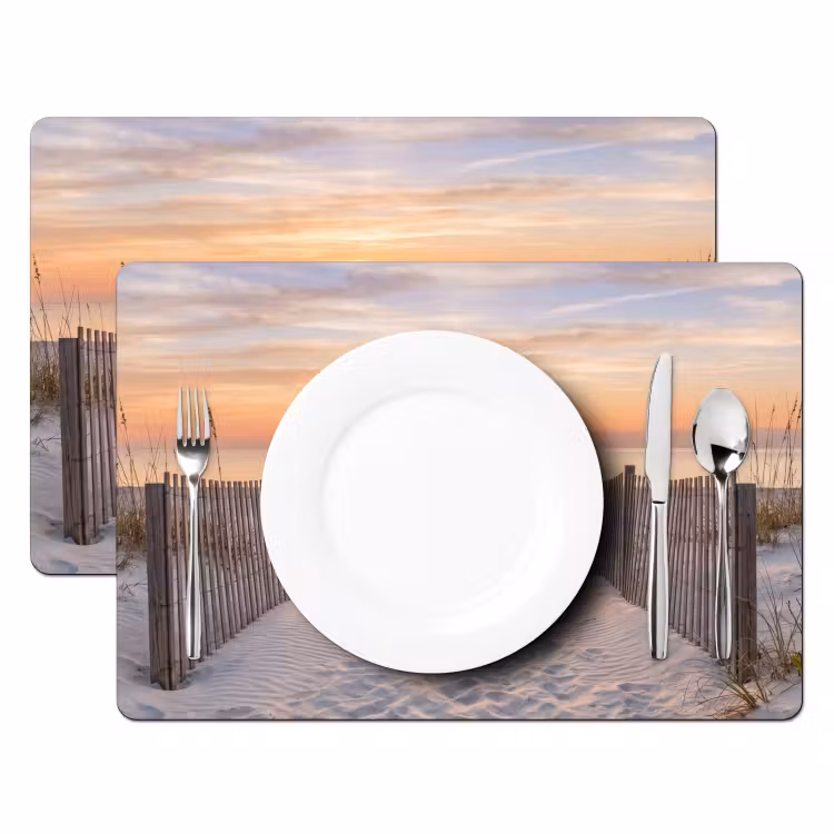 Zonsondergang - Strand - Zand Placemat vinyl groot -zzsfeer2_Kitchenyeah-website