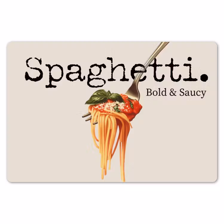 Spaghetti - tomatensaus - Parmezaanse kaas Placemat vinyl groot -zzsfeer1_Kitchenyeah-website