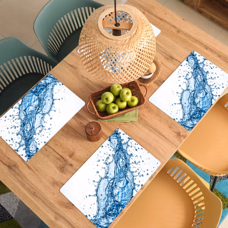 Spash - Water - Blauw Placemat vinyl groot -zzsfeer5_Kitchenyeah-website