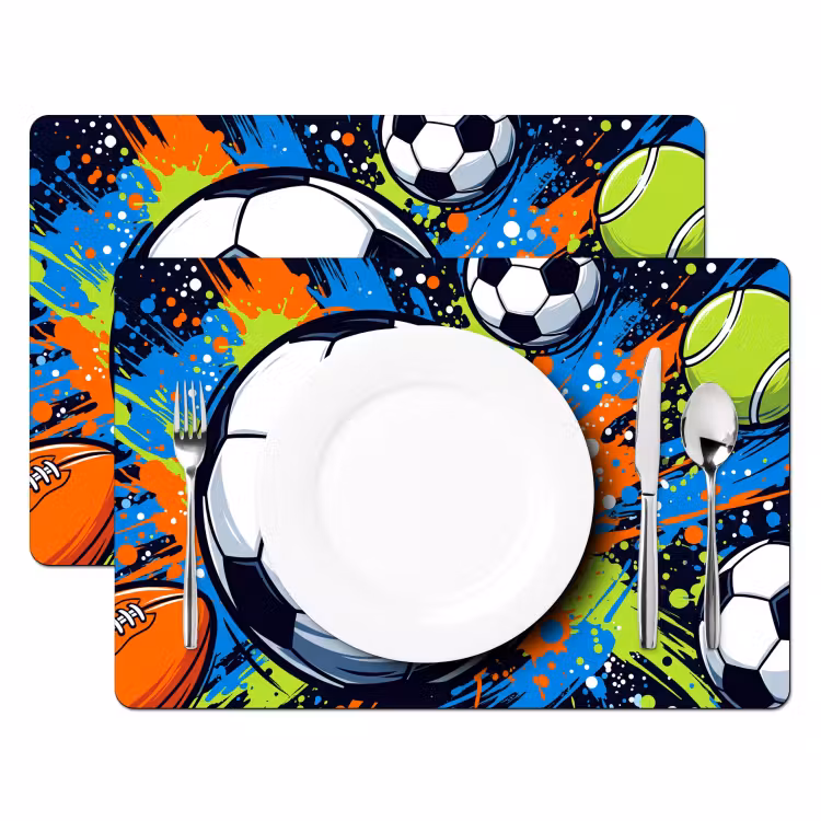 Sport - Ballen - Kleurrijk Placemat vinyl groot -zzsfeer2_Kitchenyeah-website