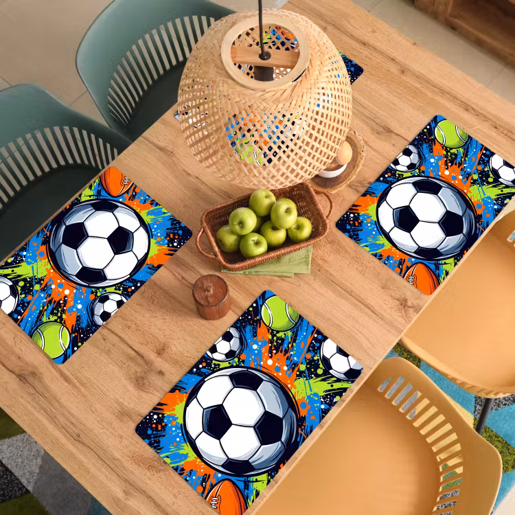 Sport - Ballen - Kleurrijk Placemat vinyl groot -zzsfeer5_Kitchenyeah-website