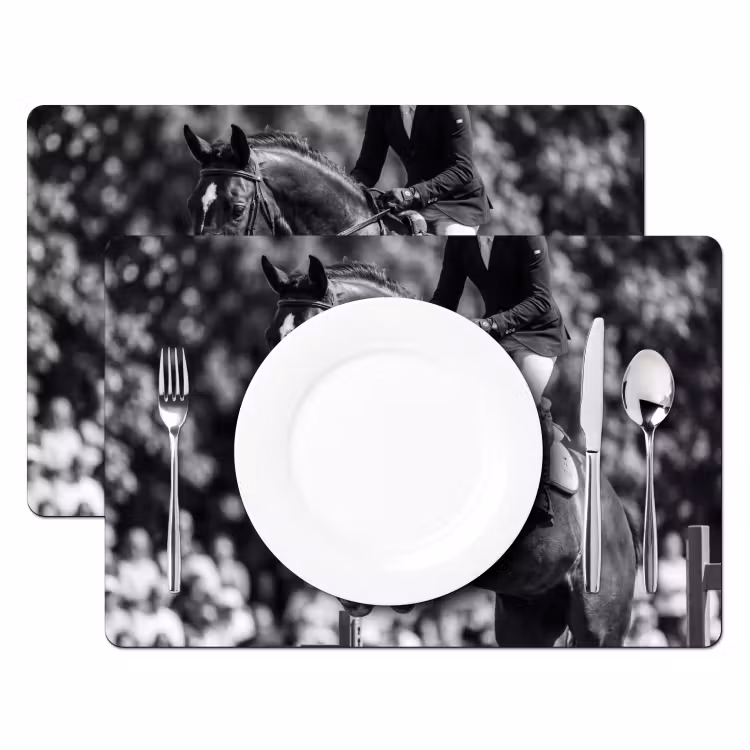 Springen - Paard - Zwart - Wit Placemat vinyl groot -zzsfeer2_Kitchenyeah-website