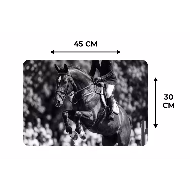 Springen - Paard - Zwart - Wit Placemat vinyl groot -specs
