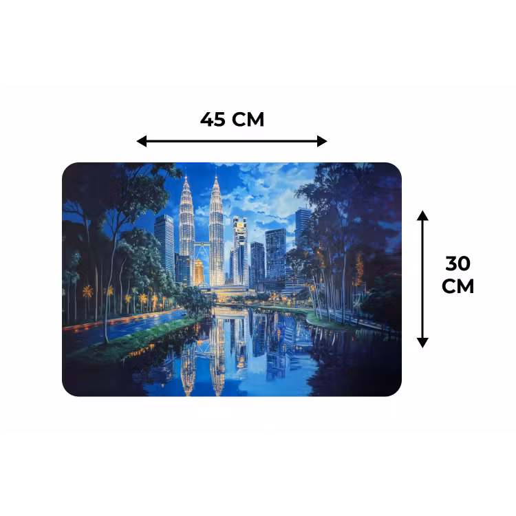 Stad Kuala Lumpur - Skyline - Wolkenkrabbers - Water Placemat vinyl groot -specs