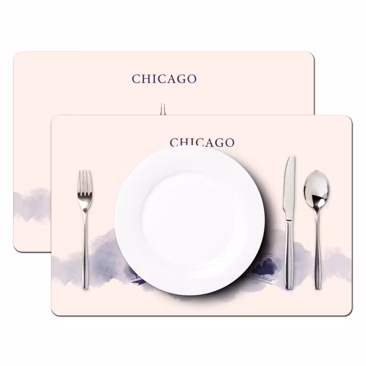 Stad - Skyline - Architectuur - Lijntekening - Blauw Placemat vinyl groot -zzsfeer2_Kitchenyeah-website