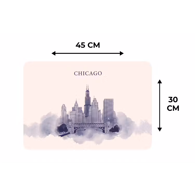 Stad - Skyline - Architectuur - Lijntekening - Blauw Placemat vinyl groot -specs