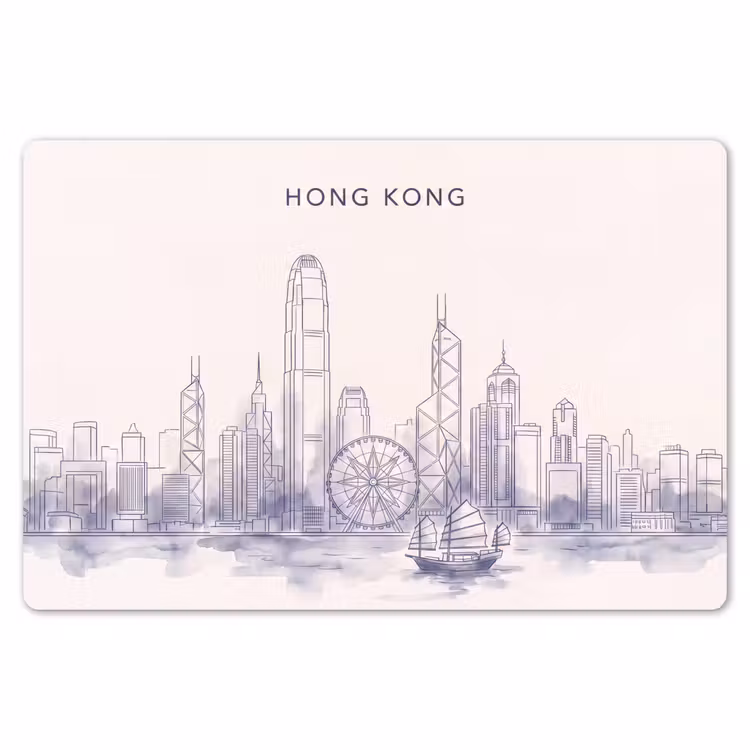 Stad - Skyline - Water - Lijntekening - Blauw Placemat vinyl groot -zzsfeer1_Kitchenyeah-website