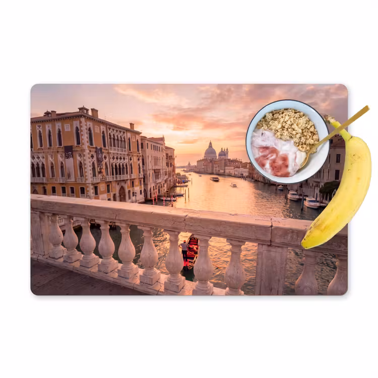 Stad - Venetië - Kanaal - Zonsopgang - Architectuur - Goud Placemat vinyl groot -zzzproduct_Kitchenyeah-website