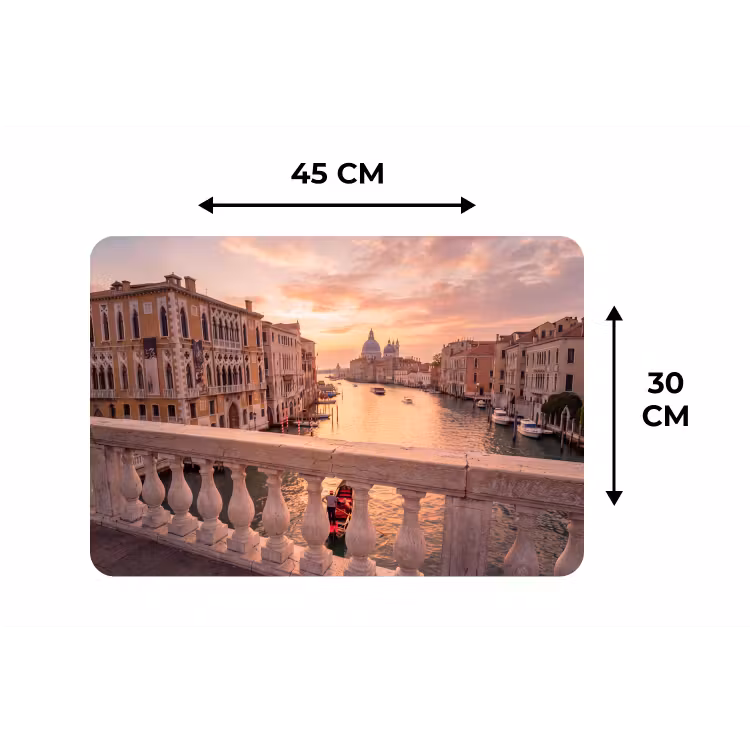 Stad - Venetië - Kanaal - Zonsopgang - Architectuur - Goud Placemat vinyl groot -specs